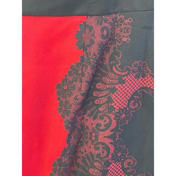 New York & Company Lace Print Shift Dress Cap Sleeve Red Black Women's Size 4 - Picture 6 of 11